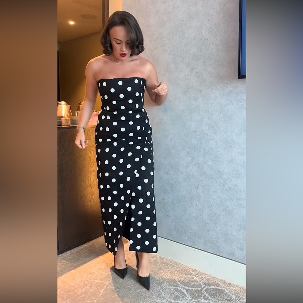 ZARA ZW COLLECTION STRAPLESS POLKA DOT DRESS - Picture 3 of 17
